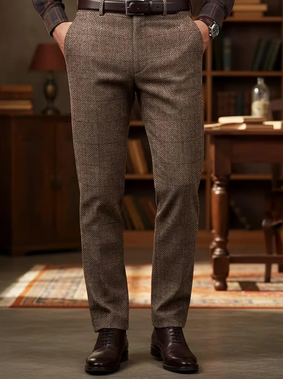 Solovedress Pantaloni classici da uomo Business Straight Fit Pantaloni a quadri per occasioni formali