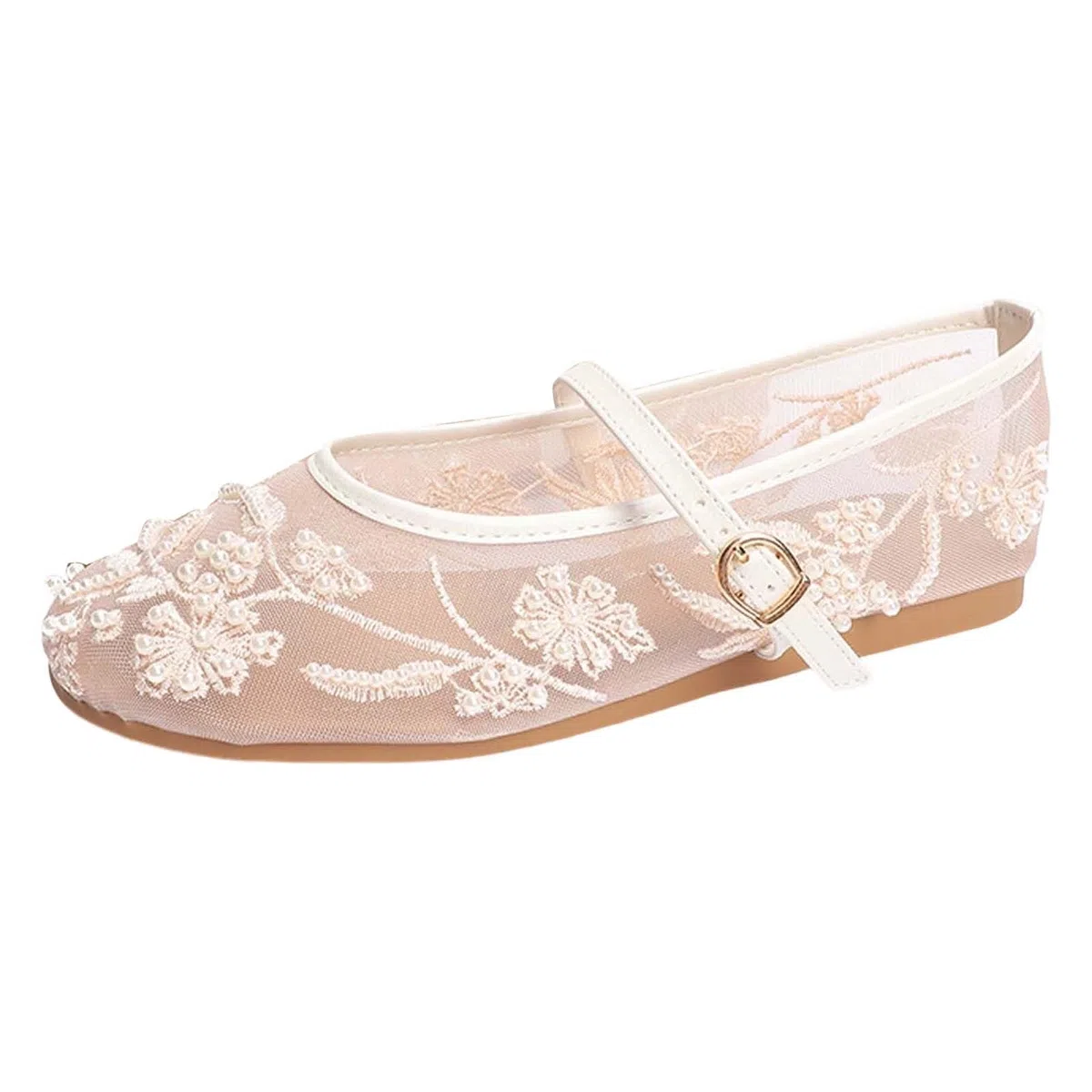 Générique Ballerine Donna - Scarpe Comfort Donna Scarpe Moda e Sport per Donna Rete Ricamo Perline Bride Mary Jane Suola piatta Confortevole Città Matrimonio Serata Estate