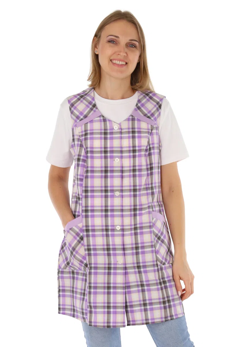Kasack - Grembiule da cucina da donna, in poliestere e cotone colorato, con maniche corte design 1 52