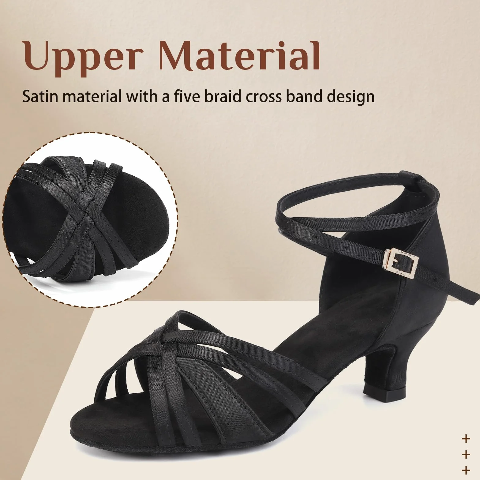 Scarpe da Ballo Latino Americano Donna in Raso Punta Aperta Tacco 5cm, Modello-WZSP-811