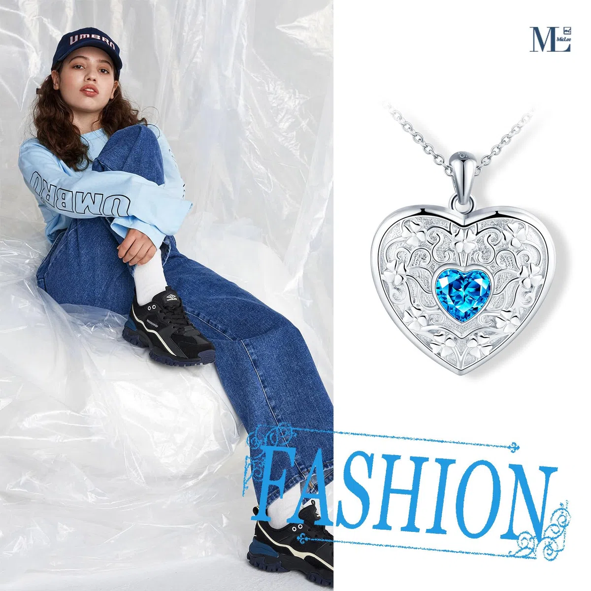 MicLee Collana Ciondoli Cuore di Foto da Donna in Argento 925 Pendenti Medaglioni con Foto Creativo Collane con Zircone Cuore Ciondolo Apribile