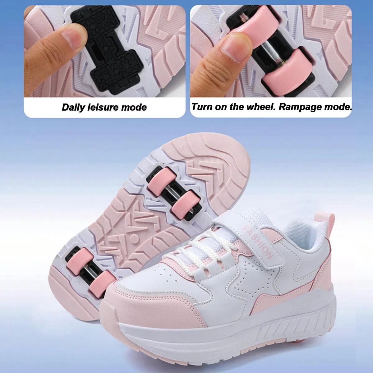 ENEN Scarpe con Rotelle Bambina, All'aperto Strada Sportive Scarpe da Skateboard, 4 Ruote Ruote Skateboard Sneakers Outdoor Gioco Multisport Scarpe da Ginnastica da Pattini per Ragazzi