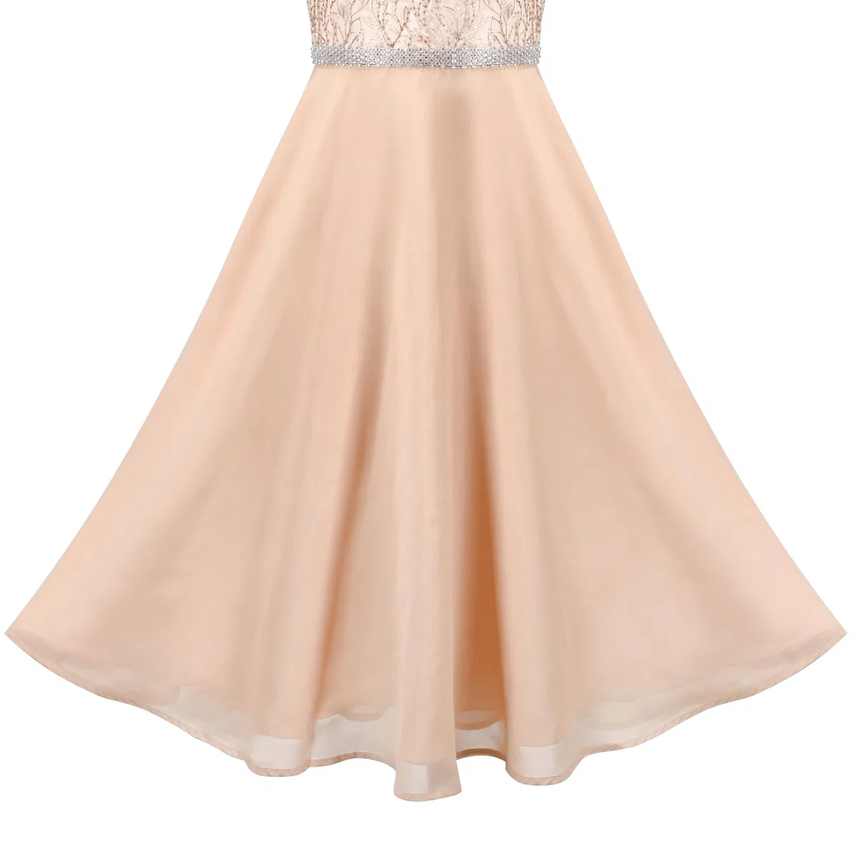 Sunny Fashion Vestito Bambina Strass Chiffon Damigella d'Onore Danza Palla Maxi Toga 6-14 Anni
