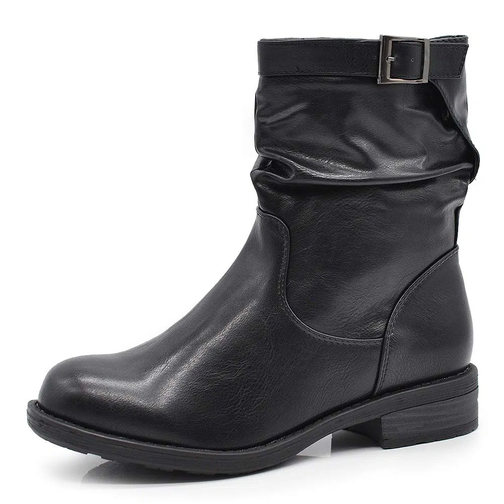 IF Stivali Stivaletti Anfibi Biker Motociclista Arricciati Caviglia Con fibia Da Donna G680