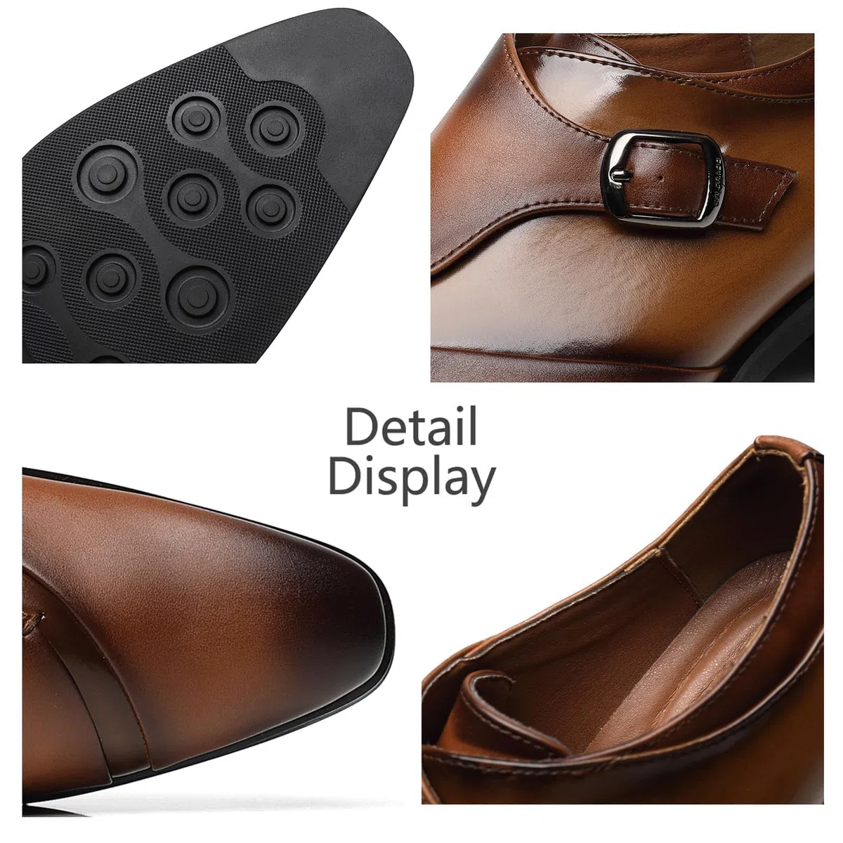 SANNAX Scarpe da Uomo Monk Stile Classico - Scarpe Casual Formali da Lavoro per Sposi