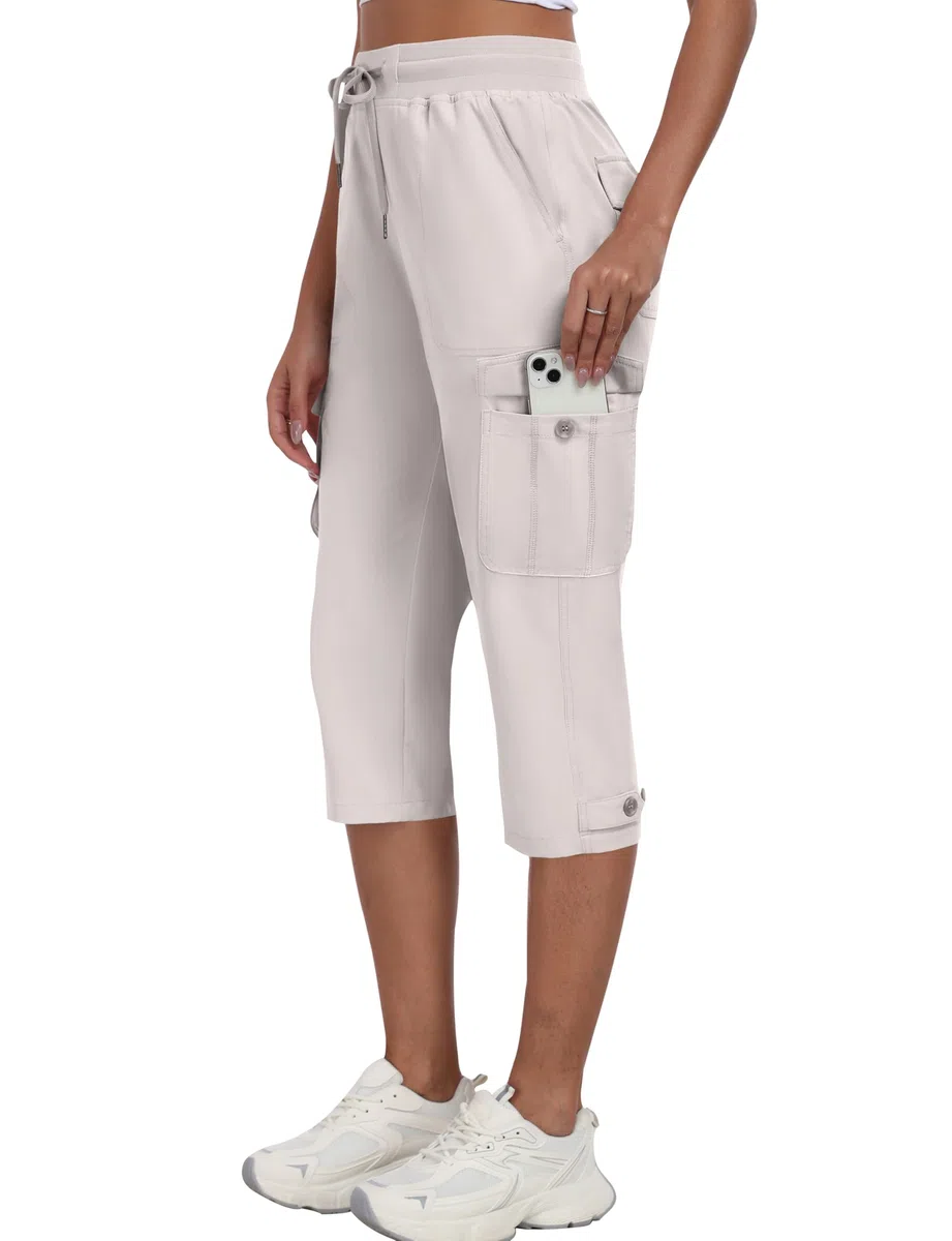 MoFiz Pantaloni Cargo Capri da Donna Estivi Pantaloni a 3/4 Trekking Sportivo Pantalone Leggero con Tasche