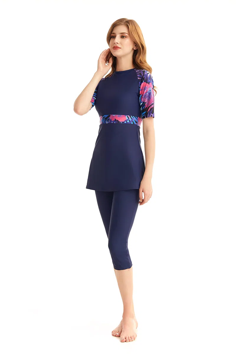 BlueSnow Rash Guard Beachwear Costumi da Bagno modesti per Le Donne Costume da Bagno a Maniche Corte Burkini Modesty Costume
