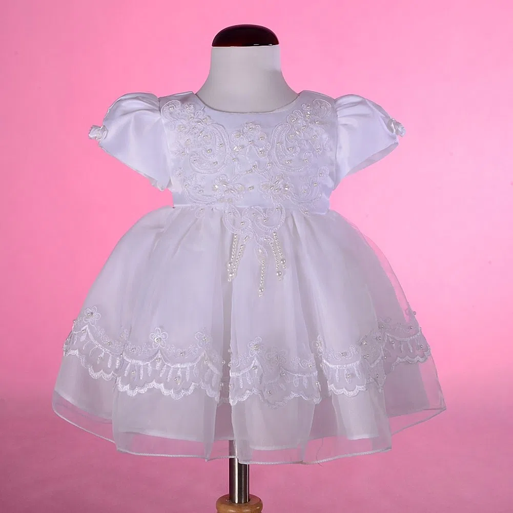 Lito Angels - Abito da Battesimo per Bambina, con Perline Bianche, con Mantello e Cappellino Ricamati, età 0-24 Mesi, Avorio