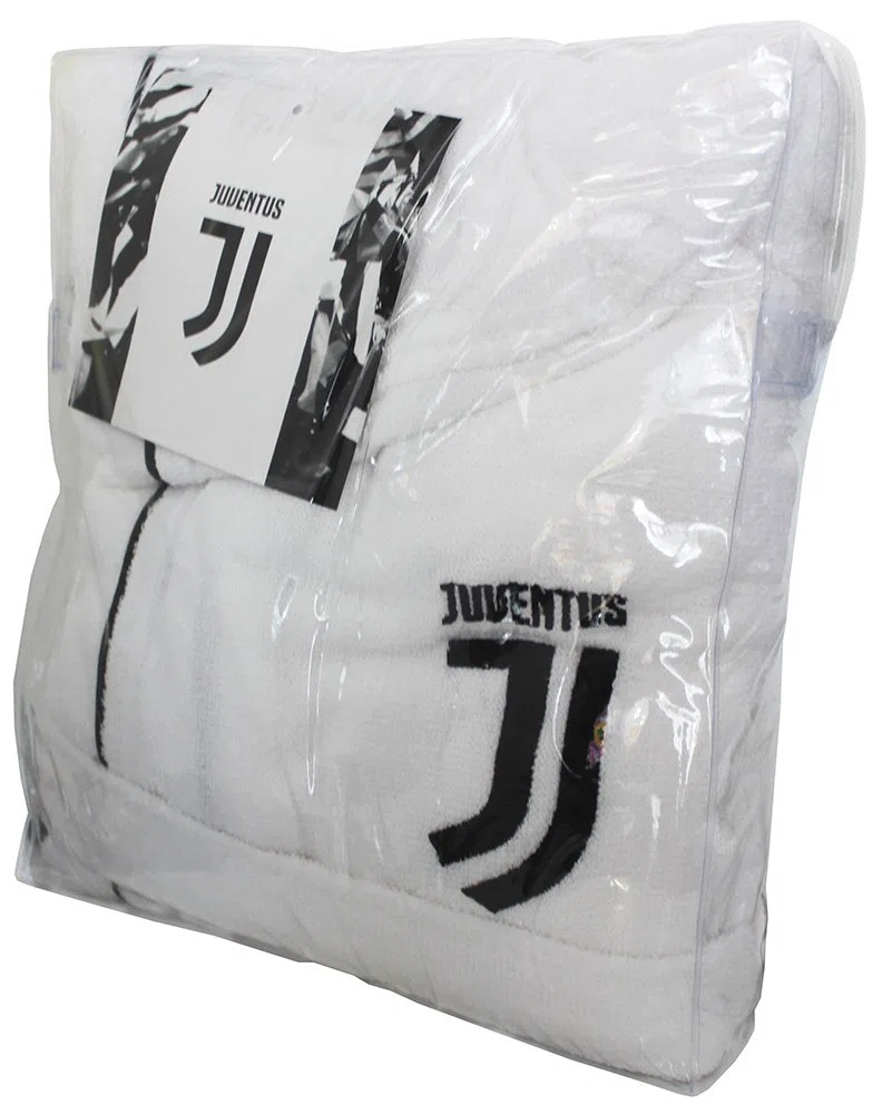 NUOVO LOGO ACCAPPATOIO CON CAPPUCCIO UFFICIALE FC JUVENTUS ANNI 6 8 10 12 14 BIANCO NERO 100% MICRO SPUGNA PURO COTONE BIMBO BAMBINO (ANNI 12 / 14)
