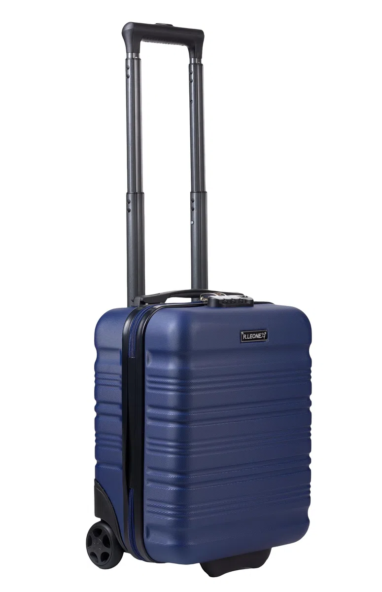 R.Leone Valigia Trolley Bagaglio a Mano 40x30x20cm Wizzair Vueling 2 Ruota in ABS (Blu, 915 40X30X20cm 2Ruota)