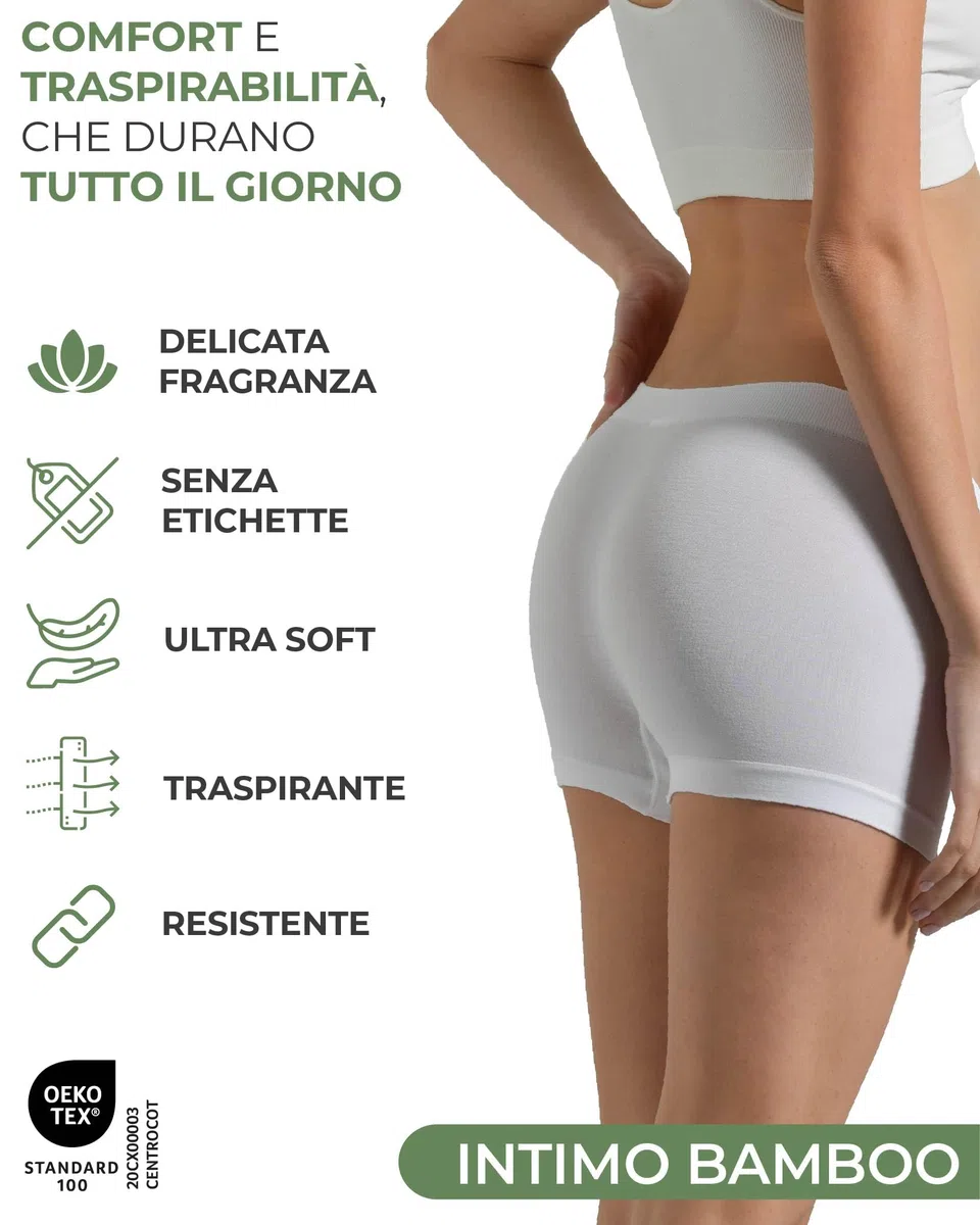 Risalti Culotte Donna Vita Alta Viscosa di Bamboo 3 pz - Mutande Boxer Donna Elasticizzate, Intimo Traspirante Senza Cuciture ed Etichette, più Morbide del Cotone – Made in Italy