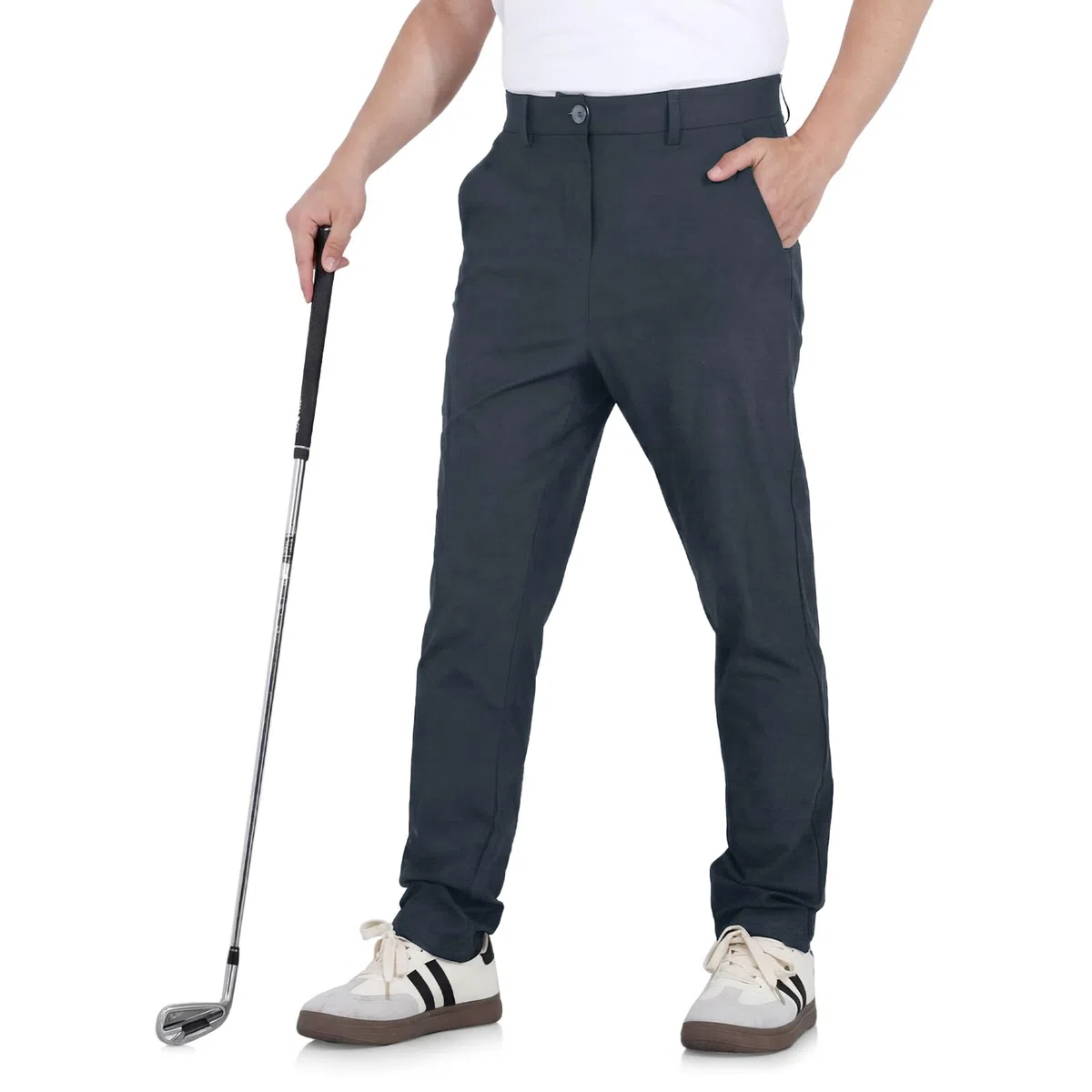 Pantaloni da golf da uomo, elasticizzati, traspiranti e ad asciugatura rapida, con impugnatura in silicone e tasche per un comfort ottimale sul campo da golf