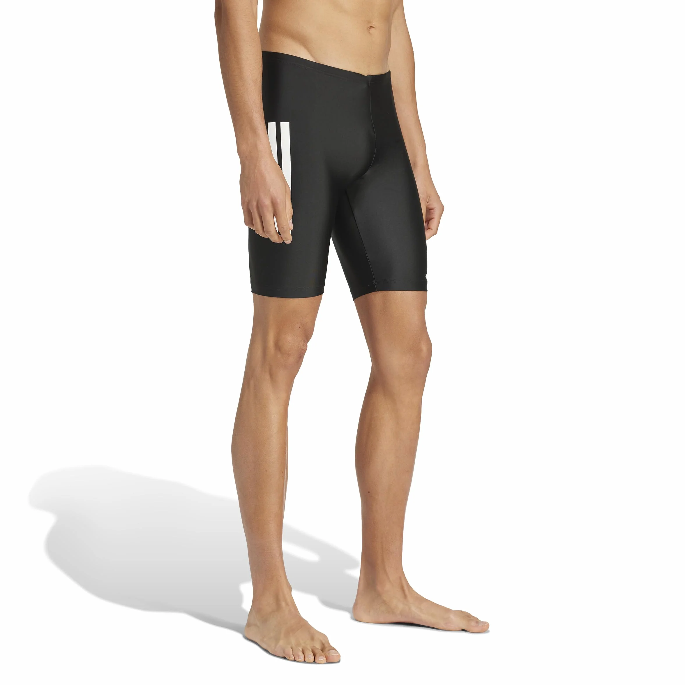 adidas Homme 3 Stripes Swim Jammers 8 inch, Black/White, M-L