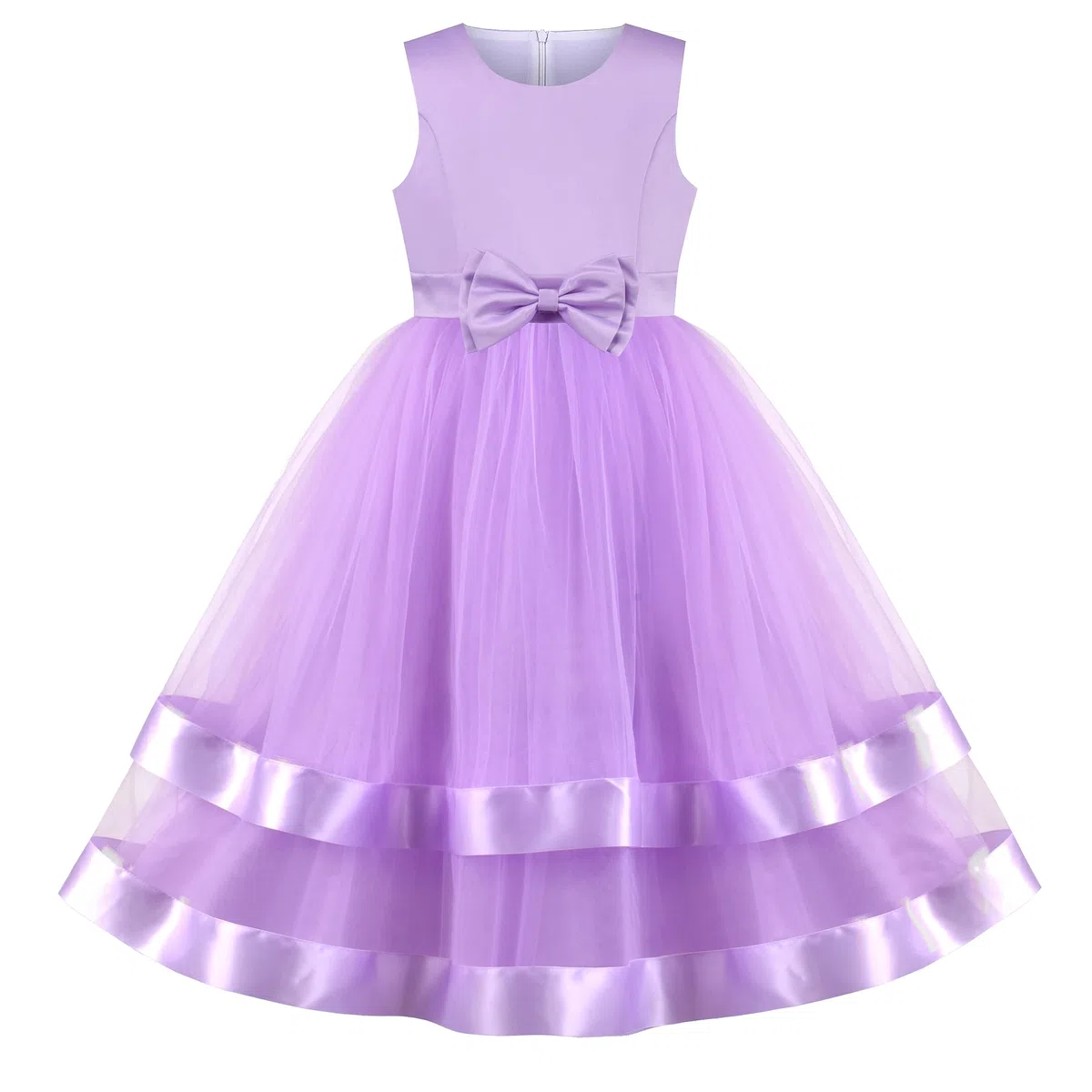 Sunny Fashion Vestito Bambina Senza Maniche Rosso Palla Toga Nozze Festa Pageant 6-12 Anni