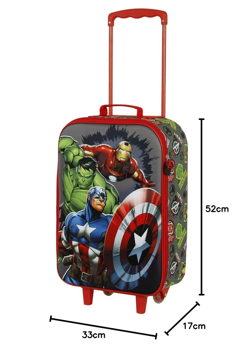 Marvel Valigia Trolley Soft 3D, 17 x 33 x 52 cm, Capacità 26 L, Multicolore Avengers