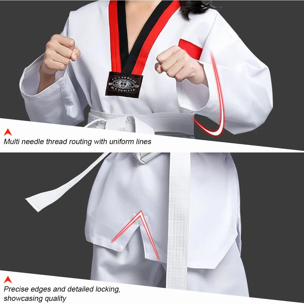 Tuta Taekwondo Bambino Uniforme Professionale per Arti Marziali Karate Costumi Taekwondo Bambina con Cintura