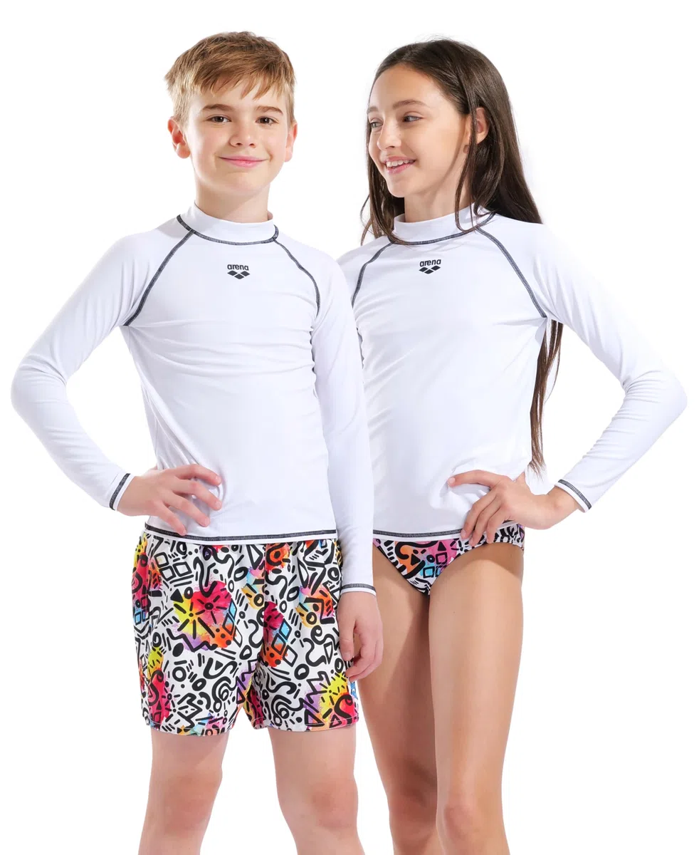 Arena Unisex Jr Arena Rash Vest L/S Graphic Top Bambini e Ragazzi