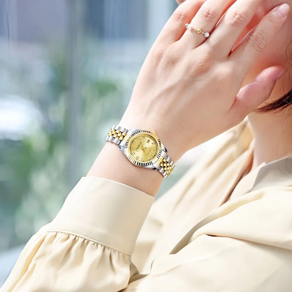 Szaikyri Orologio Donna con Calendario Classico Femminile con Ganciapia di Acciaio Inossidabile Solido Resistente All'Acqua Orologi da Compleanno per Donna