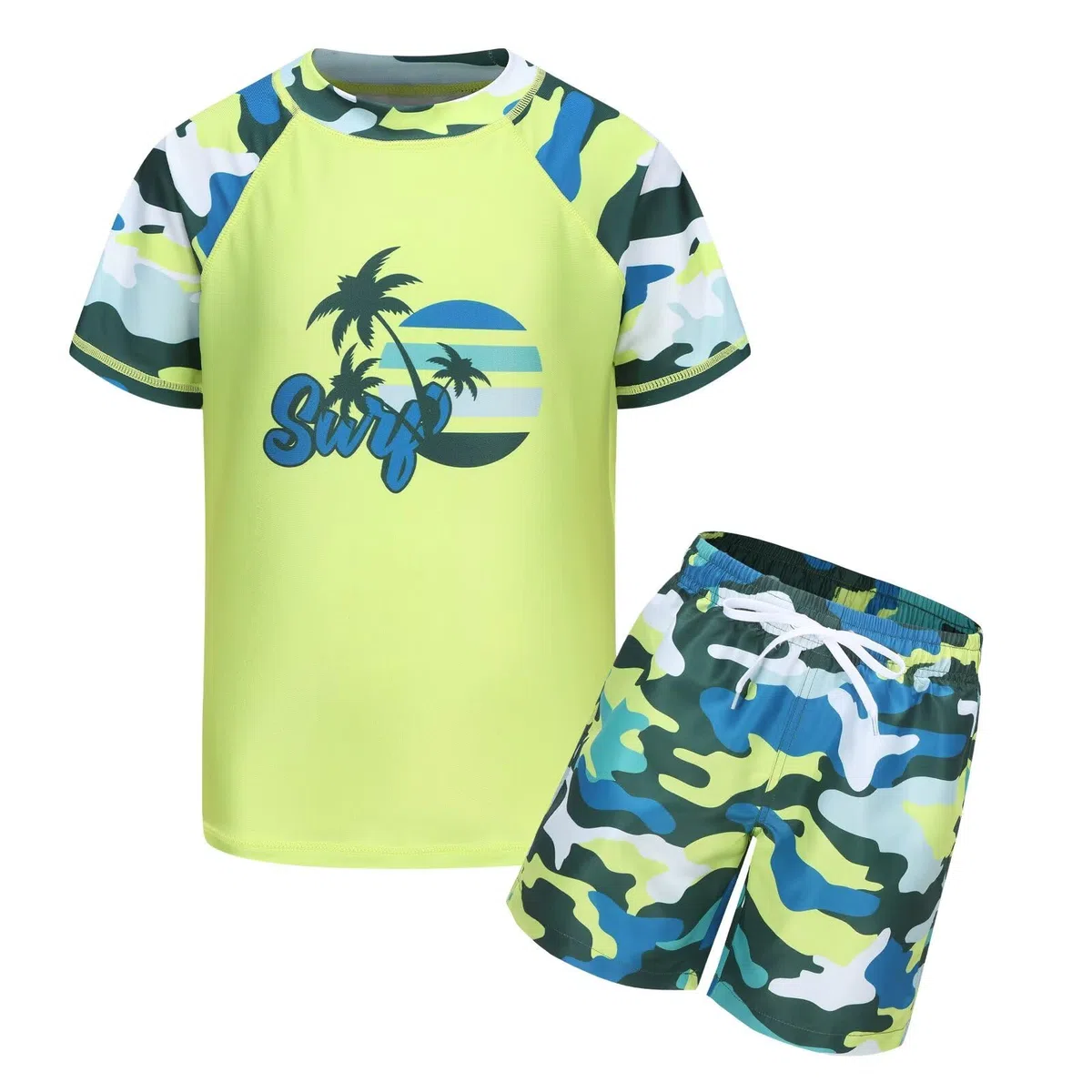 Costume da bagno a maniche corte per bambini, costume da bagno in due pezzi, asciugatura rapida 98-170