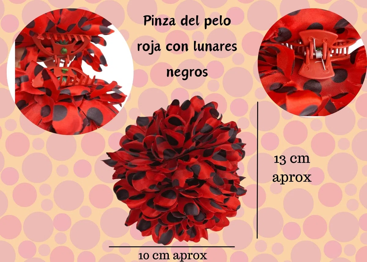 Ventaglio con pois dipinti a mano con fodera artigianale. Include fermaglio per capelli e portachiavi stile flamenco (Rosso LN)