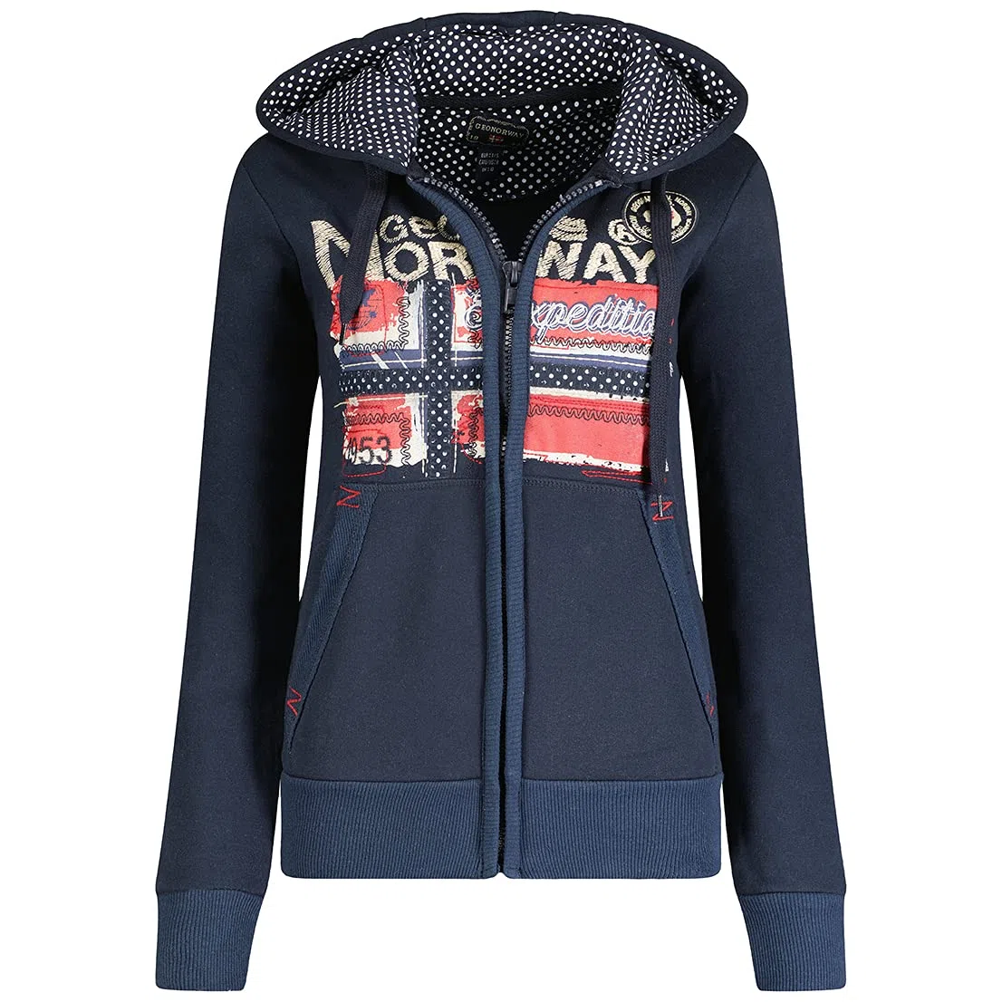 Geographical Norway Farlotte Lady - Felpa Donna Zip Hoodie Tasche - Pile Donna Maglione Manica Lunga Giacca Cappuccio - Abito Ideale Primavera Estate Autunno Inverno Stagione