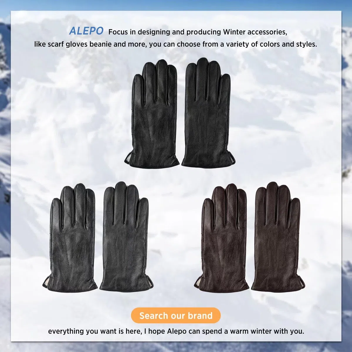 Alepo Guanti in pelle di pecora genuina da uomo, guanti invernali per gli uomini touch screen texting, guanti in pelle da uomo foderati in cashmere guida all'aperto