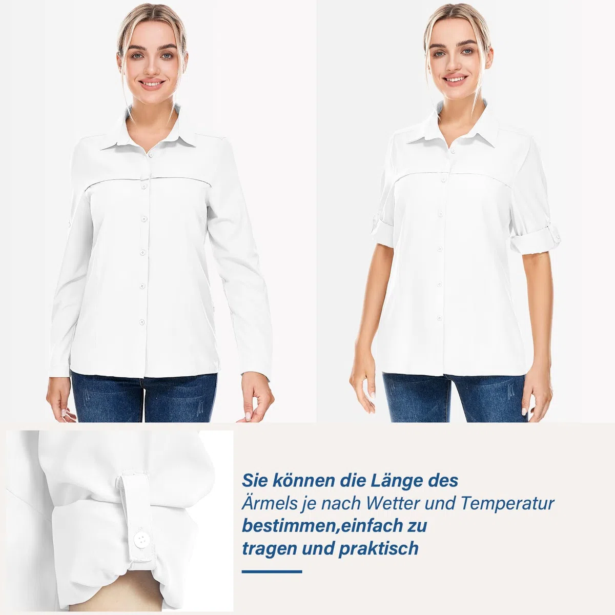 Camicia da donna UPF 50, protezione UV, a maniche lunghe, da donna, traspirante, ad asciugatura rapida, per escursioni, casual, per lo sport, 5077