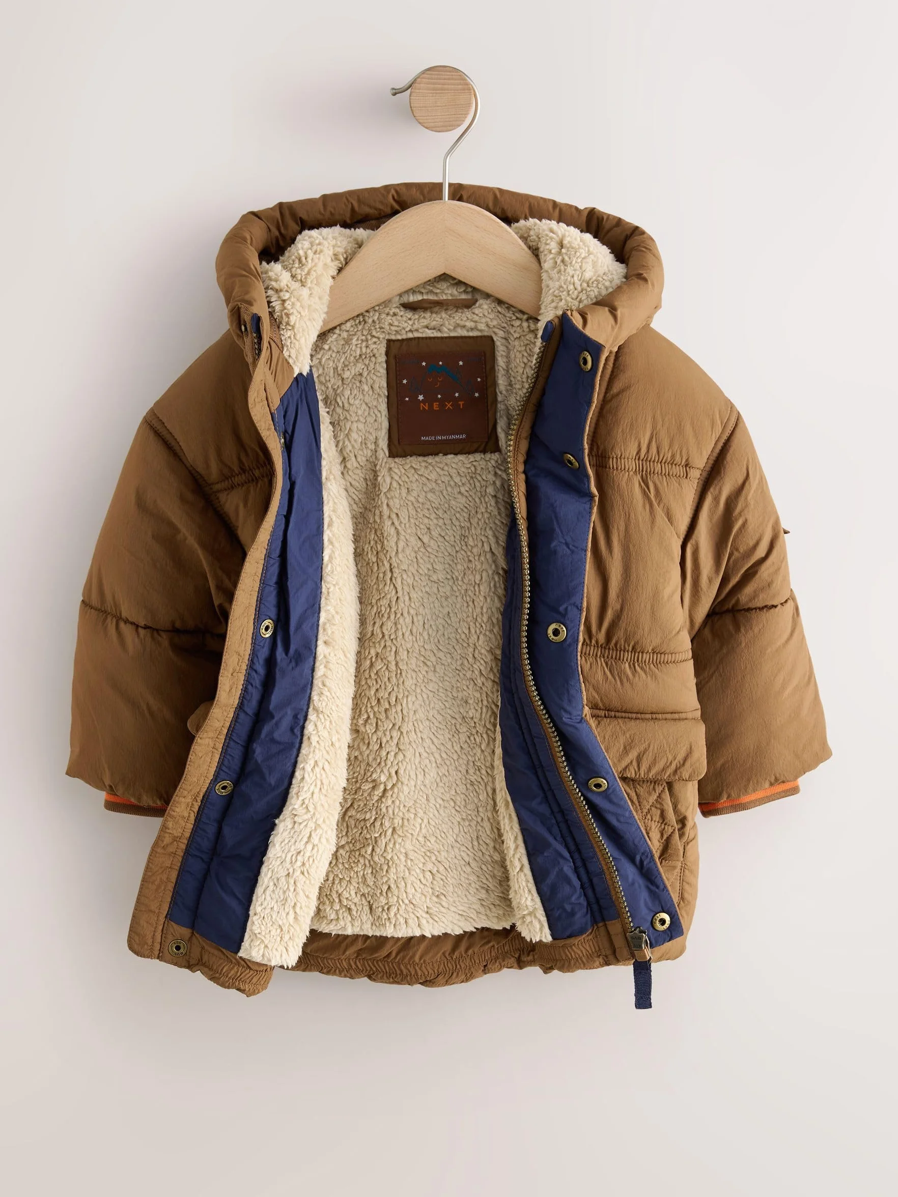 NEXT Ragazzo Cappotto imbottito impermeabile con fodera in sherpa