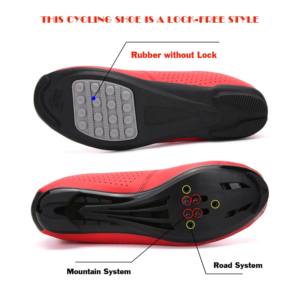 LZQpearl Scarpe da Ciclismo, Scarpe da Strada E da Mountain Bike con Suola in Gomma, Scarpe da Bicicletta per Interni Antiscivolo E Traspiranti con Sistema di Lacci A Rotazione Rapida