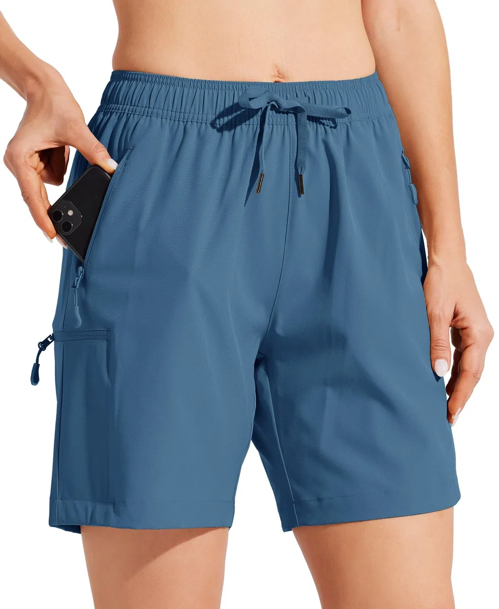 WILLIT Pantaloncini cargo da donna, ad asciugatura rapida, per escursioni, sportivi, estivi, con tasche
