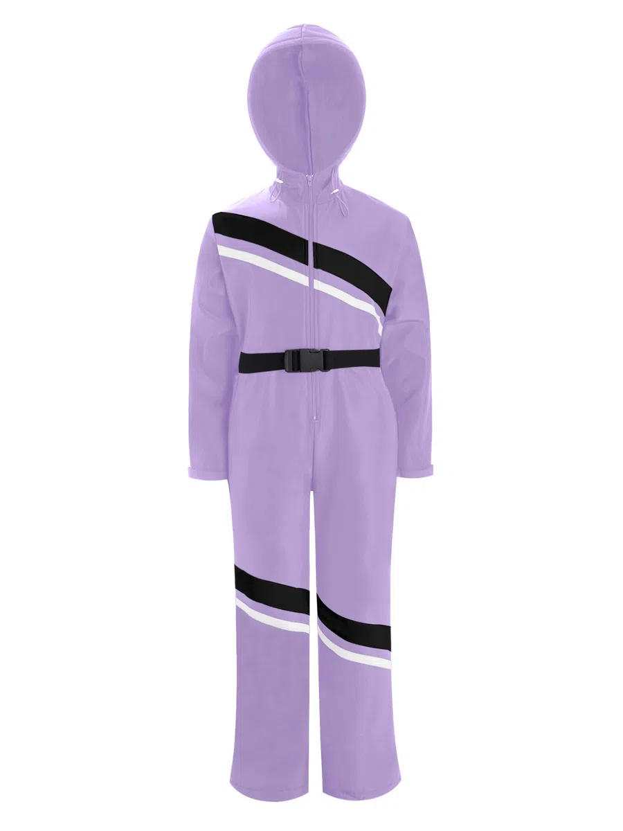 dPois Tuta Intera Sci Bambina Tuta da Neve Ragazza Tuta Sportiva Esterno Overall Impermeabile Jumpsuit con Cappuccio Body con Cintura Pagliaccetto Sportivo Snowsuit