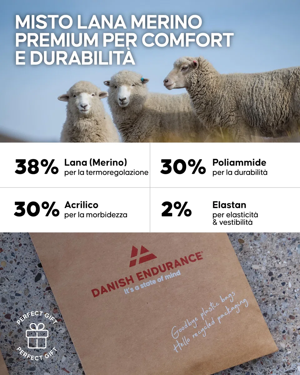 DANISH ENDURANCE Calze Lunghe Trekking in Lana Merino, Calzettoni Anti Vesciche, da Uomo e Donna, 1 o 3 Paia