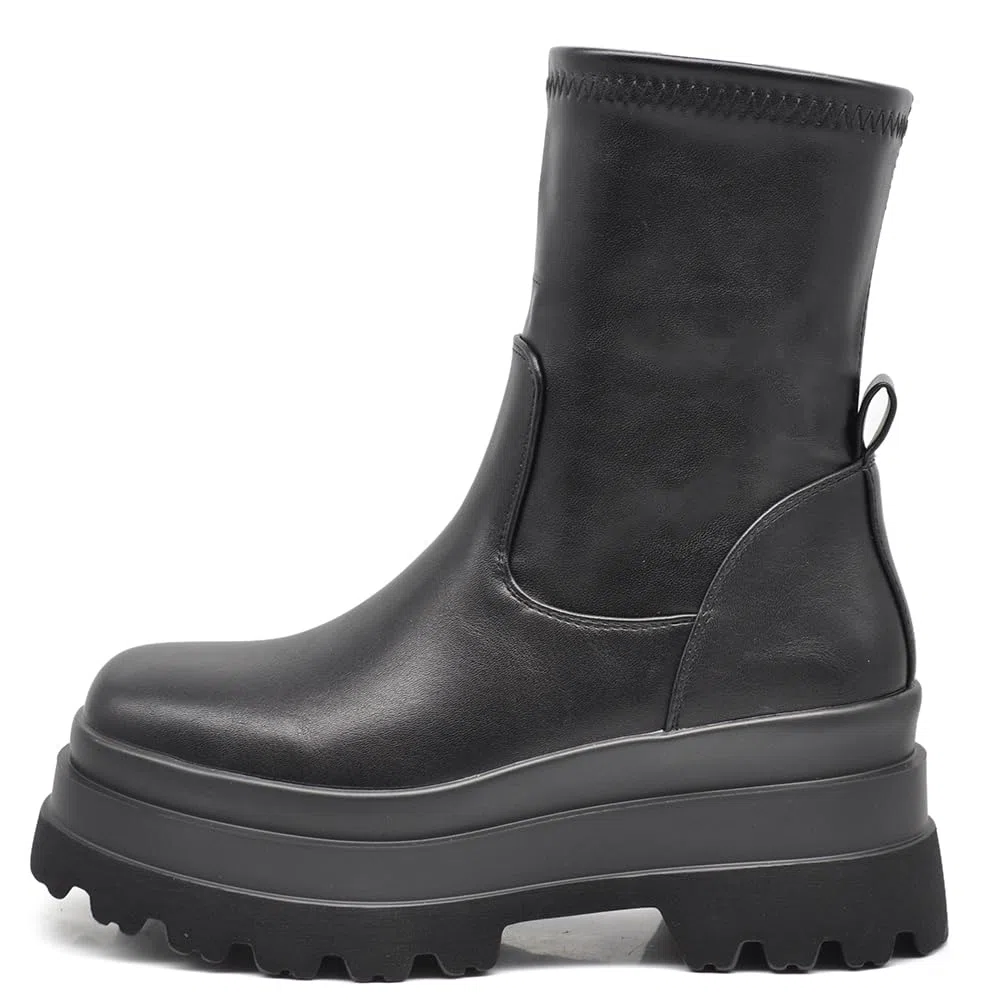 IF FASHION Stivali Stivaletti Scarpe Chelsea da Donna Platform Elastico Zeppa XG110