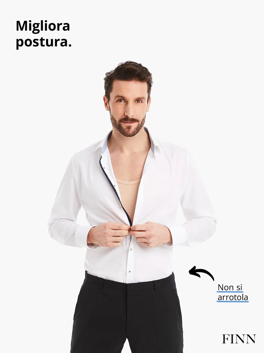 FINN Maglia Dimagrante Uomo con Scollo a V - Canottiera Snellente a Maniche Corte in Cotone - Camicia compressiva Body Shaper per Una Pancia più Piatta