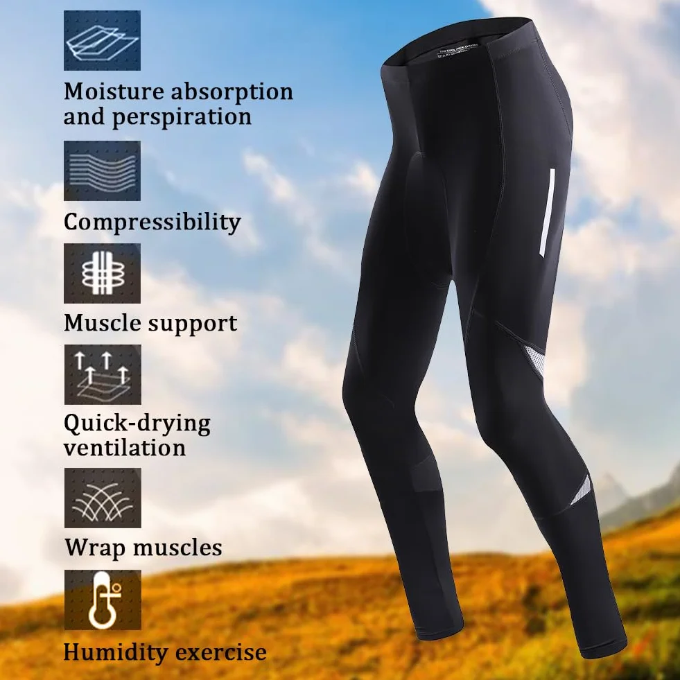 NuCamper Pantaloni Ciclismo Uomo Traspirante Compressione Mutande MTB Pantaloni Fondello con Imbottitura Cuscinetti Perforati al Laser e Strisce Riflettenti Adatto per La Guida Notturna Moto