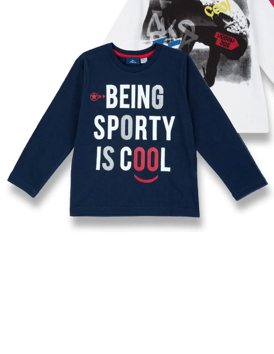 Chicco, Set T-Shirt Manica Lunga in Cotone, Maglietta Bambino e Bambina, Designed in Italy