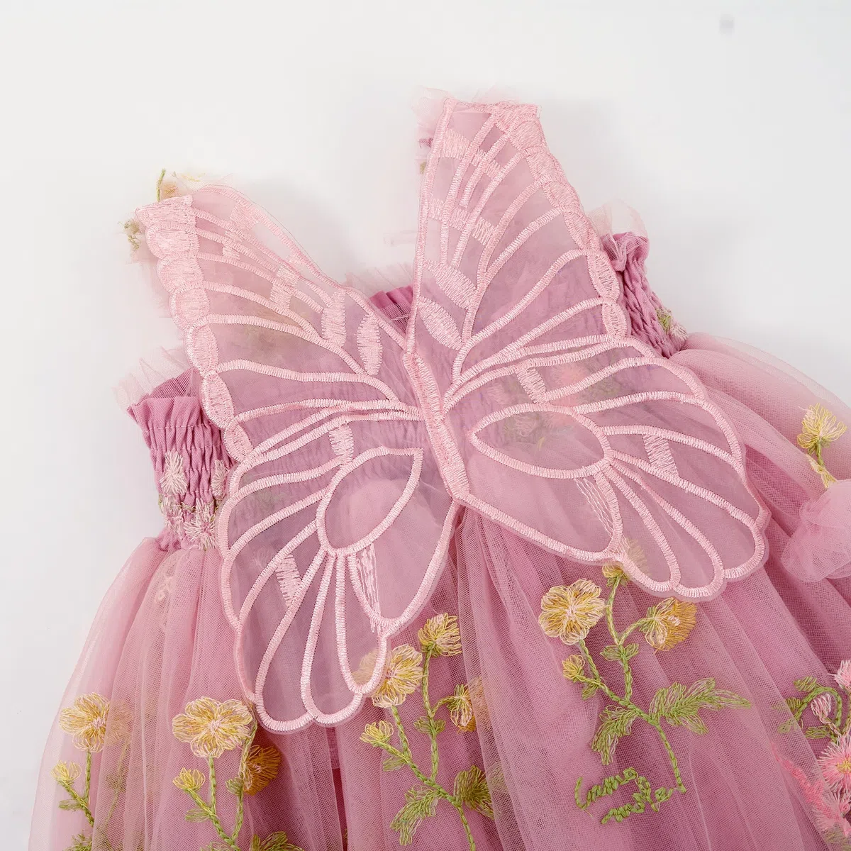 Miipat Vestito da Bambina Tulle Farfalla Bambino Ragazze Abitini Estate Senza Maniche Ricamo Floreale Principessa Abiti Festa di Nozze Abito di Compleanno per Ragazza