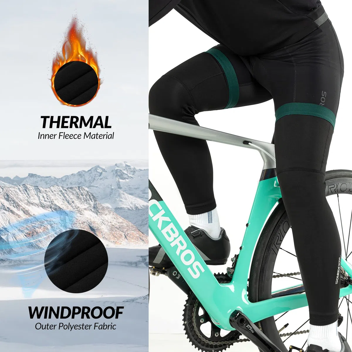 ROCKBROS Manicotti Invernali, Manicotti da Ciclismo Termici, Antivento Protezione Traspirante, per Inverno Sport, Uomo Donna S-3XL
