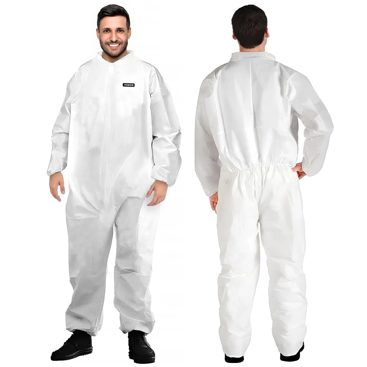 Tute Protettive Monouso Hazmat | Copertura Totale 44 Taglie, Molteplici Specifiche | Materiale PPSB Robusto, Pellicola PE | Sicure per Innumerevoli Applicazioni - M, Bianco, 3