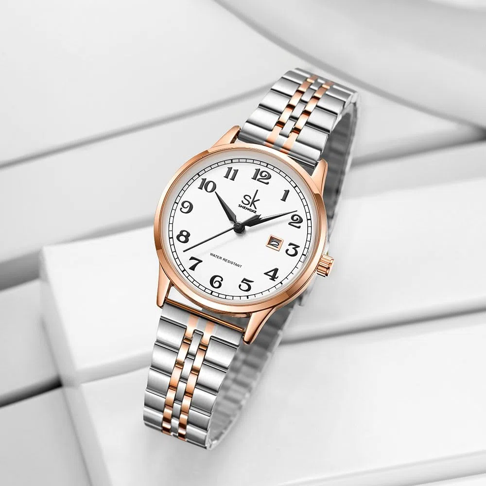 SHENGKE K0150L - Orologio analogico al quarzo, da donna, con cinturino in pelle