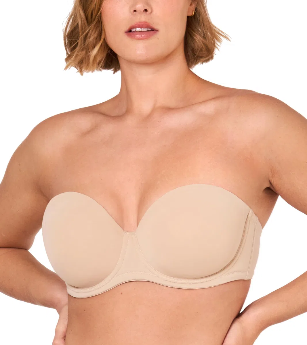 DELIMIRA Donna Reggiseno Senza Spalline Push Up Invisibile Taglie Forti Multiuso con Ferretto Coppe Modellate