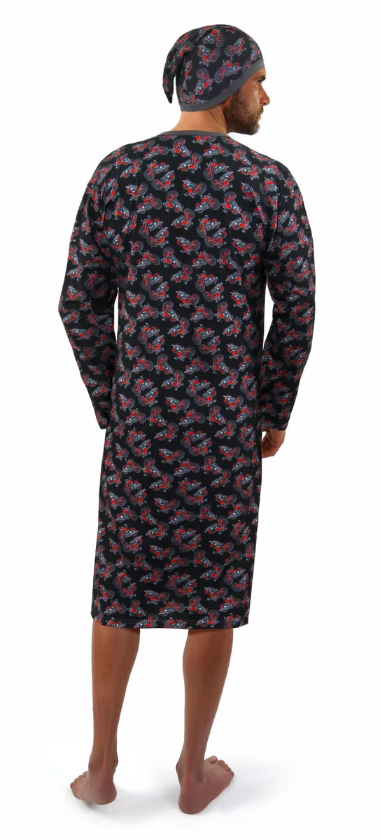 sesto senso Camicia da Notte Uomo con Cuffia Maniche Lunghe