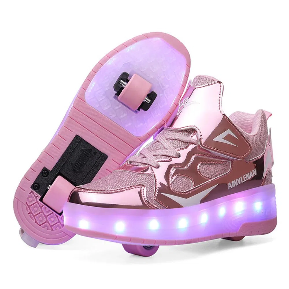 Hiseng Scarpe con Rotelle Bambina 27-40EU, Scarpe con Rotelle Bambino Sportive Scarpe da Skateboard Skateboard Sneakers Outdoor Multisport Scarpe da Ginnastica da Pattini per Ragazze e Ragazzi