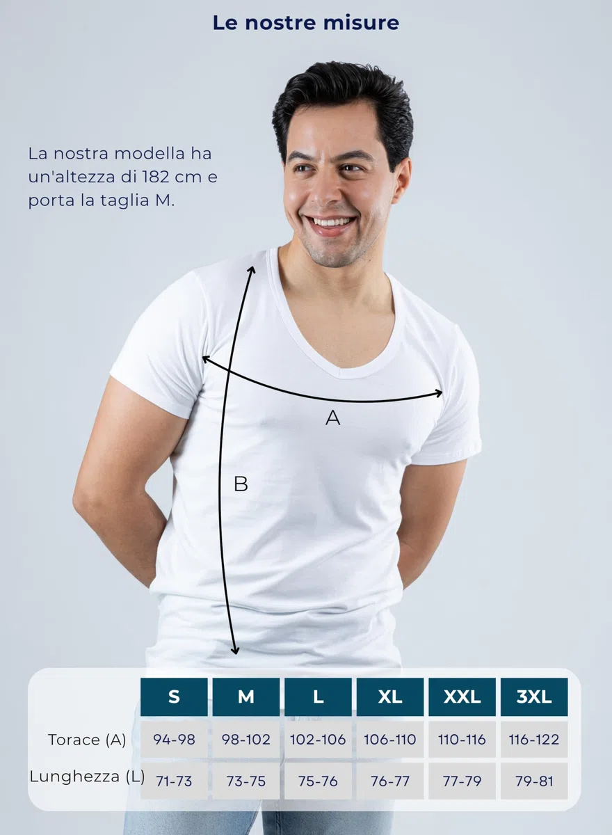 SKIPPER Confezione da 3 T-Shirt Uomo Stretch Scollo a V Profondo – Magliette Intime Slim Fit in Cotone Elasticizzato, Invisibili sotto la Camicia, Bianco Nero Beige e Mix, S–3XL
