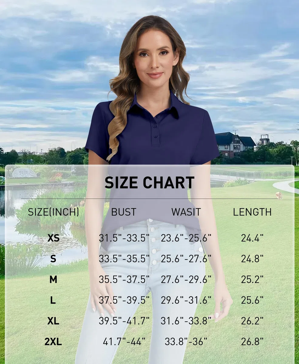 JoyGirl Polo da donna a maniche corte, ad asciugatura rapida, leggera, traspirante, da palestra, con colletto e 4 bottoni
