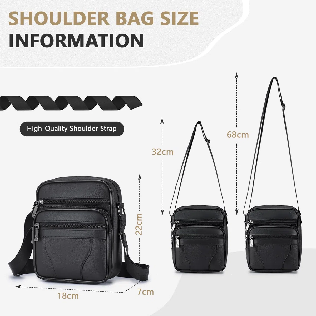 SPAHER Borsello Uomo Tracolla Pelle Borsa a Tracolla Casual Borsa a Spalla da Uomo Borselli da Lavoro Piccolo Messenger Bag per Ufficio/Vita Quotidiana, Idea Regalo per festa del papà, Nero