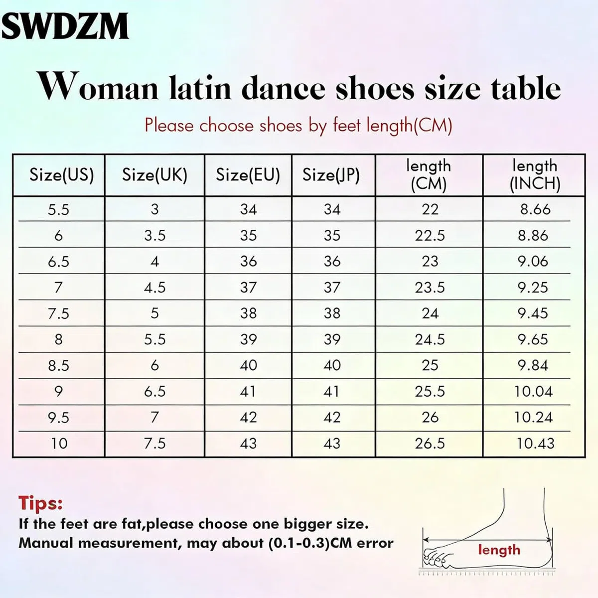 SWDZM Scarpe da Ballo Latino Americano Donna Salsa e Bachata Donna Tacco 7