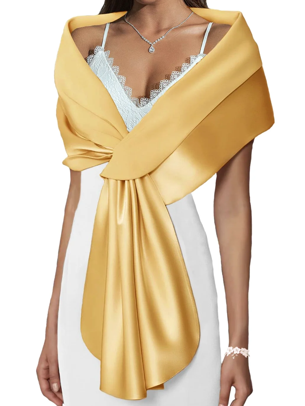 Stola Scialle da Donna in Raso Elegante Scialle da Sposa Bolero Cerimonia Festa Stola per Abito da Sera