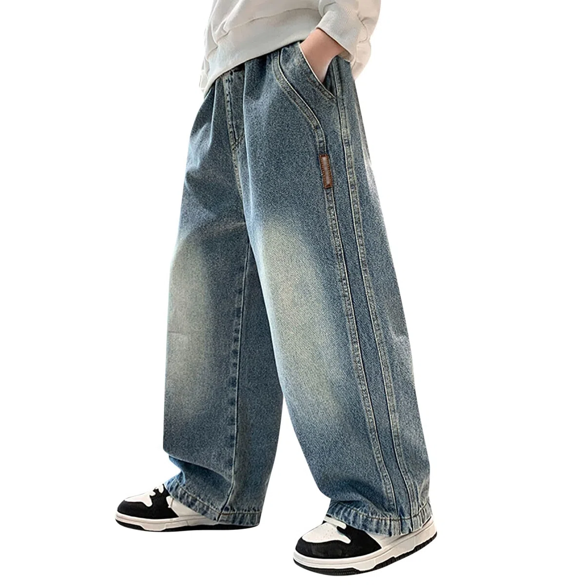 Generico Pantaloni Bambino - Jeans per Ragazzi Pantaloni Larghi E Larghi Casual Primaverili per Ragazzi Grandi