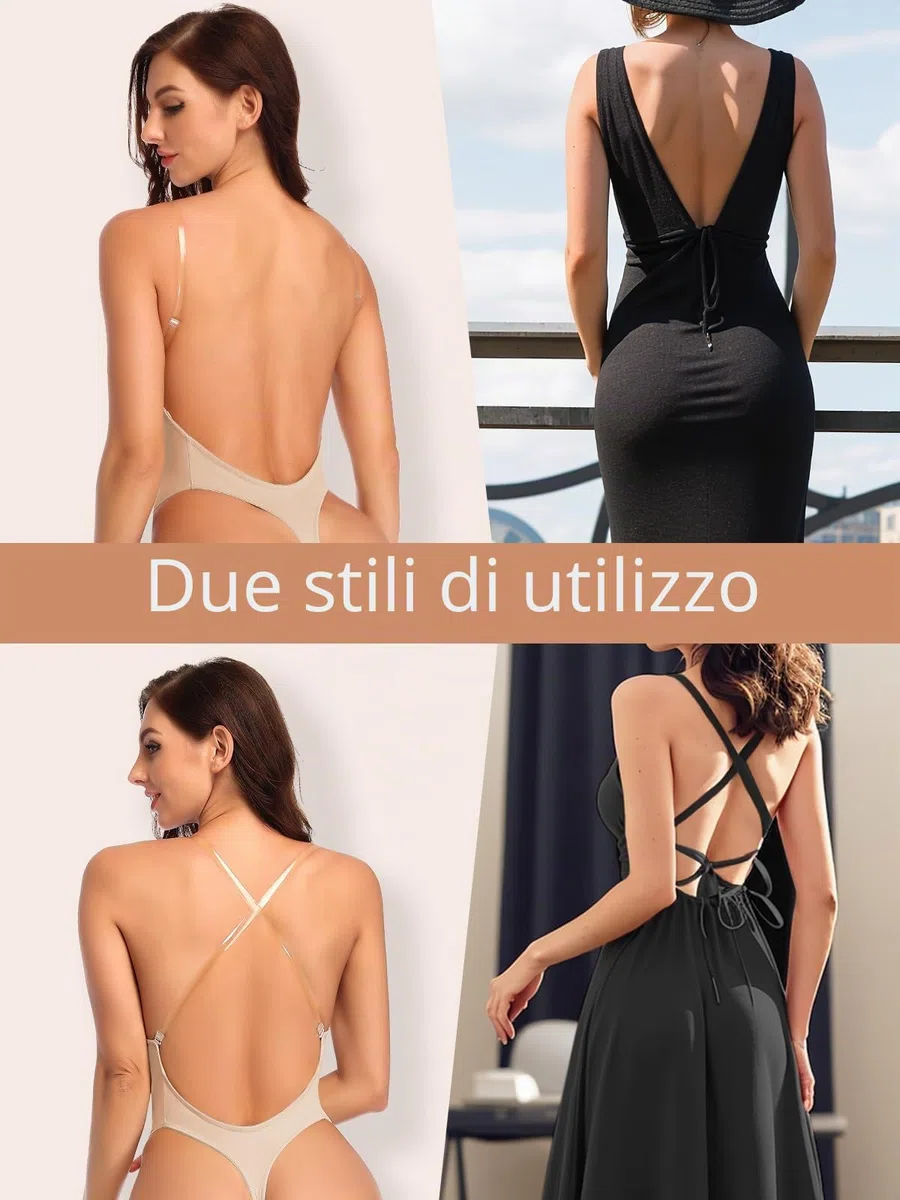 SHAPERIN Body Modellante Donna Senza Schienale Invisible Body con Reggiseno Push Up Bodysuit Shapewear Perizoma